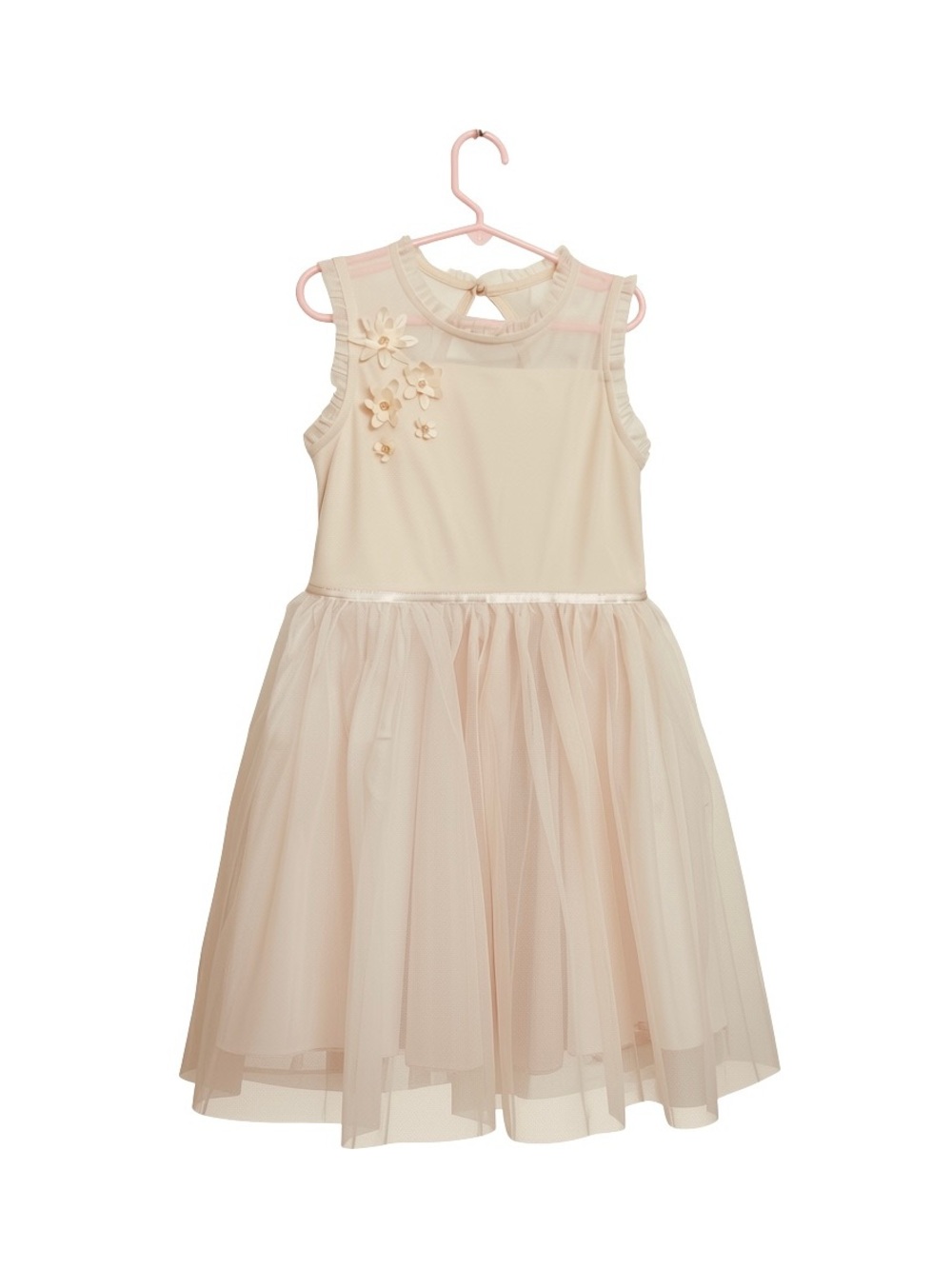 Girls Blush Pink Tulle Flower Dress - size 6/7